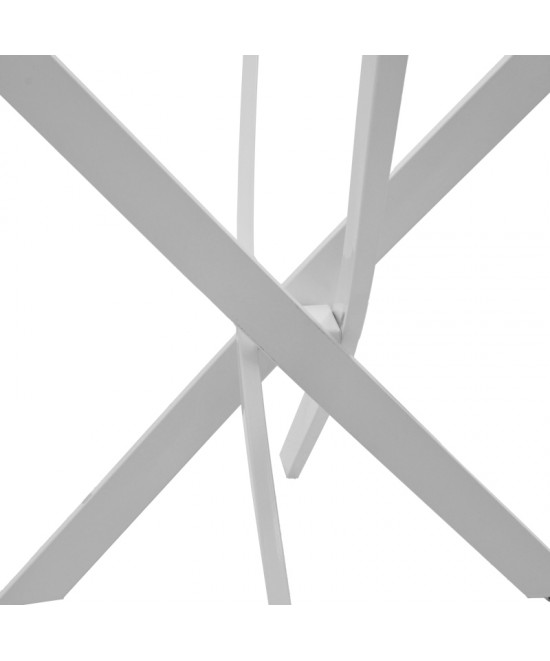 Τραπέζι Antoro pakoworld γυαλί και μεταλλικά πόδια σε λευκή απόχρωση Φ80x75εκ