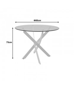 Τραπέζι Antoro pakoworld γυαλί και μεταλλικά πόδια σε λευκή απόχρωση Φ80x75εκ