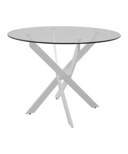 Τραπέζι Antoro pakoworld γυαλί και μεταλλικά πόδια σε λευκή απόχρωση Φ100x75εκ
