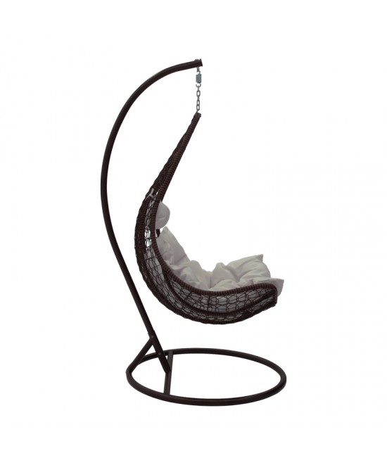 Κούνια Soleil pakoworld κρεμαστή μέταλλο καφέ-pp καφέ-μαξιλάρι μπεζ 103x83x200εκ