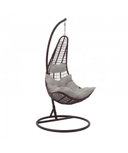 Κούνια Soleil pakoworld κρεμαστή μέταλλο καφέ-pp καφέ-μαξιλάρι μπεζ 103x83x200εκ