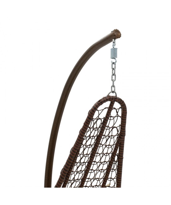 Κούνια Soleil pakoworld κρεμαστή μέταλλο καφέ-pp καφέ-μαξιλάρι μπεζ 103x83x200εκ