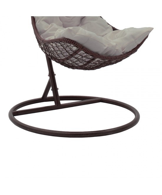 Κούνια Soleil pakoworld κρεμαστή μέταλλο καφέ-pp καφέ-μαξιλάρι μπεζ 103x83x200εκ