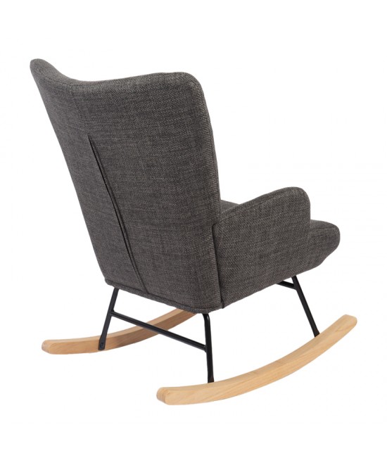 Κουνιστή πολυθρόνα Jianna pakoworld ανθρακί ύφασμα με πόδι σε φυσική απόχρωση 79x64x89εκ