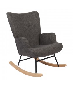 Κουνιστή πολυθρόνα Jianna pakoworld ανθρακί ύφασμα με πόδι σε φυσική απόχρωση 79x64x89εκ