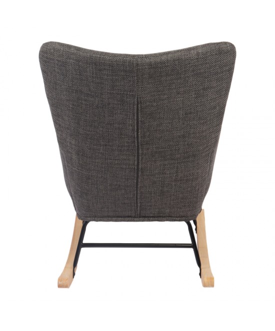 Κουνιστή πολυθρόνα Jianna pakoworld ανθρακί ύφασμα με πόδι σε φυσική απόχρωση 79x64x89εκ