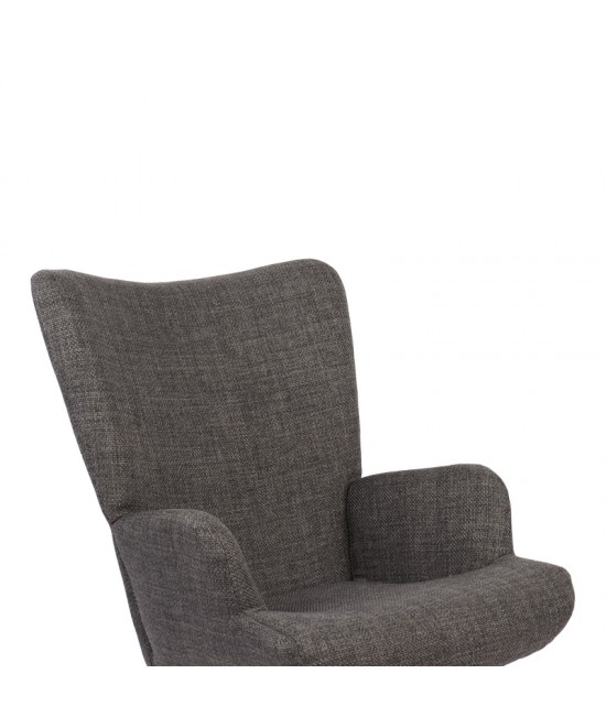 Κουνιστή πολυθρόνα Jianna pakoworld ανθρακί ύφασμα με πόδι σε φυσική απόχρωση 79x64x89εκ