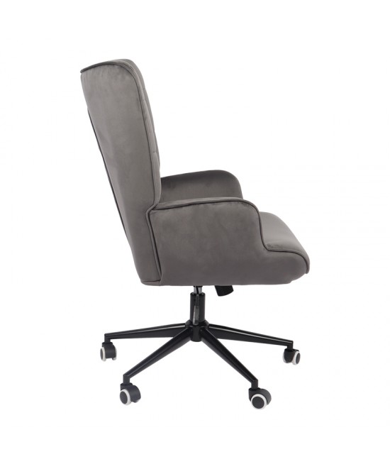 Πολυθρόνα-μπερζέρα Lobima pakoworld περιστρεφόμενη ανθρακί βελούδο με βάση σε μαύρη απόχρωση 71x68x104εκ