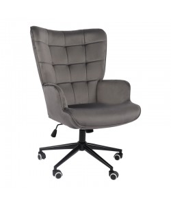 Πολυθρόνα-μπερζέρα Lobima pakoworld περιστρεφόμενη ανθρακί βελούδο με βάση σε μαύρη απόχρωση 71x68x104εκ