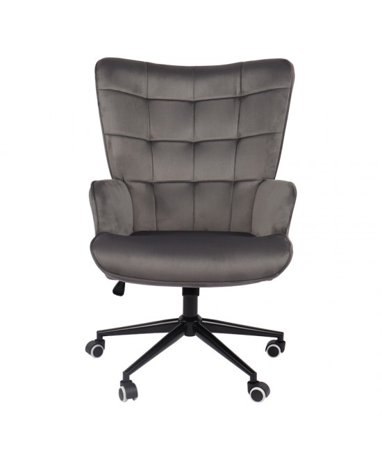 Πολυθρόνα-μπερζέρα Lobima pakoworld περιστρεφόμενη ανθρακί βελούδο με βάση σε μαύρη απόχρωση 71x68x104εκ