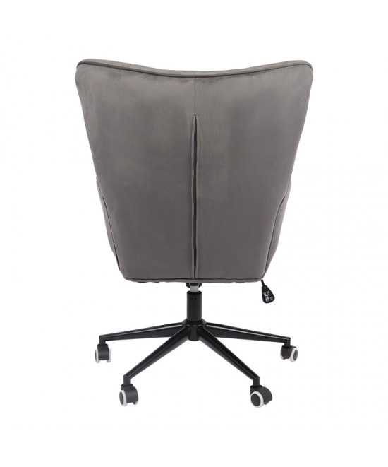 Πολυθρόνα-μπερζέρα Lobima pakoworld περιστρεφόμενη ανθρακί βελούδο με βάση σε μαύρη απόχρωση 71x68x104εκ