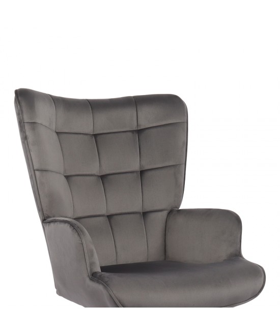 Πολυθρόνα-μπερζέρα Lobima pakoworld περιστρεφόμενη ανθρακί βελούδο με βάση σε μαύρη απόχρωση 71x68x104εκ