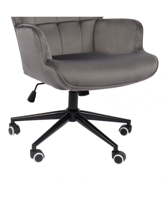 Πολυθρόνα-μπερζέρα Lobima pakoworld περιστρεφόμενη ανθρακί βελούδο με βάση σε μαύρη απόχρωση 71x68x104εκ