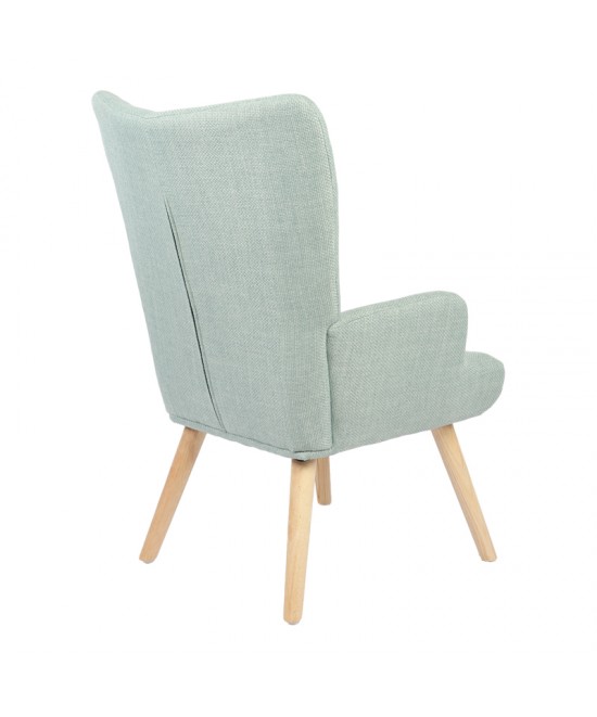Πολυθρόνα-μπερζέρα Gerlina pakoworld μέντα ύφασμα με πόδι σε φυσική απόχρωση 71x64x94εκ
