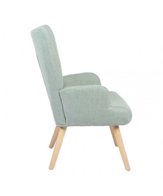 Πολυθρόνα-μπερζέρα Gerlina pakoworld μέντα ύφασμα με πόδι σε φυσική απόχρωση 71x64x94εκ