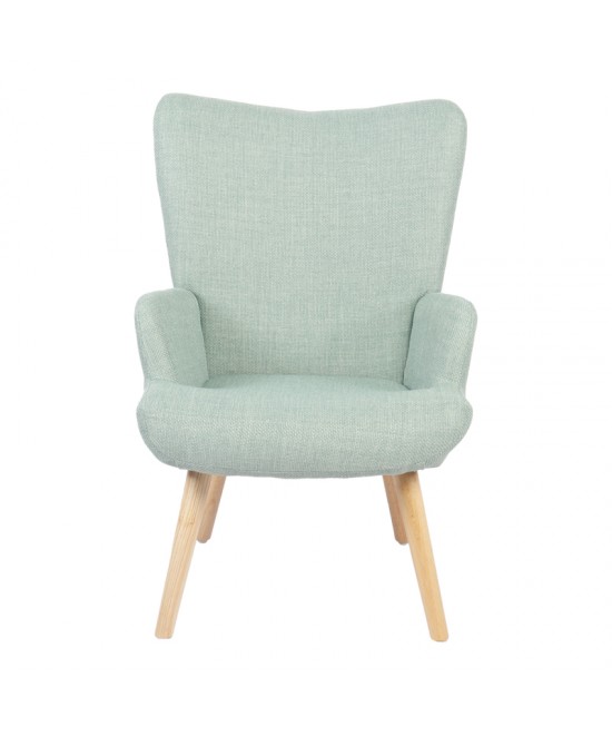 Πολυθρόνα-μπερζέρα Gerlina pakoworld μέντα ύφασμα με πόδι σε φυσική απόχρωση 71x64x94εκ