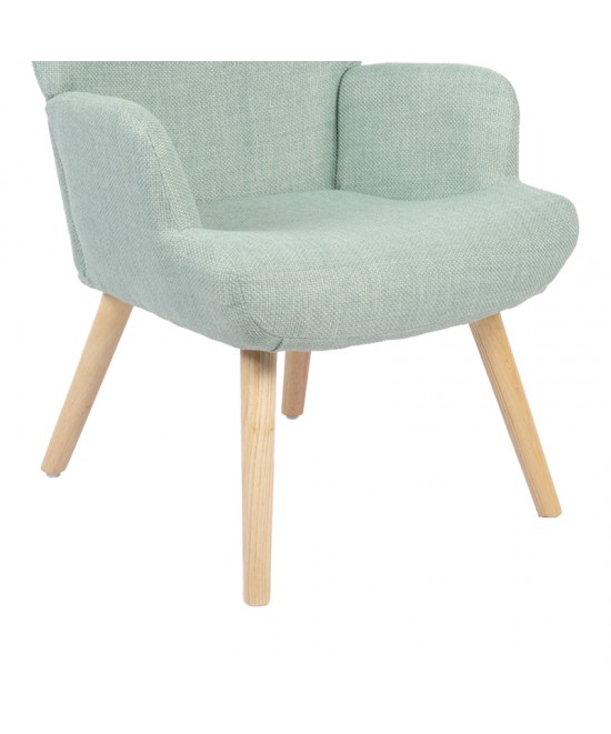 Πολυθρόνα-μπερζέρα Gerlina pakoworld μέντα ύφασμα με πόδι σε φυσική απόχρωση 71x64x94εκ