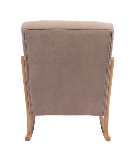 Κουνιστή πολυθρόνα Edeldy pakoworld γκρι-μπεζ ύφασμα με πόδι σε φυσική απόχρωση 102x66x99εκ