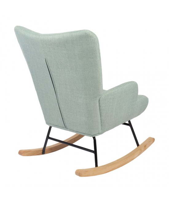 Κουνιστή πολυθρόνα Jianna pakoworld μέντα ύφασμα με πόδι σε φυσική απόχρωση 79x64x89εκ