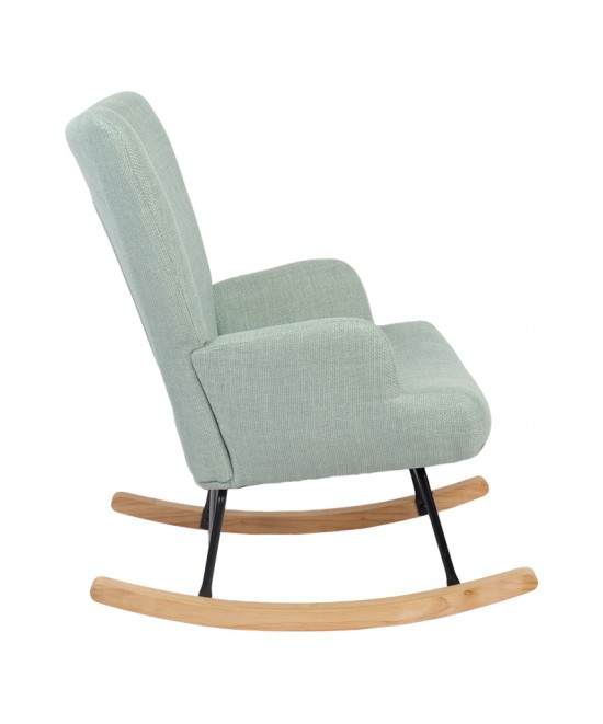 Κουνιστή πολυθρόνα Jianna pakoworld μέντα ύφασμα με πόδι σε φυσική απόχρωση 79x64x89εκ