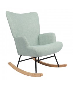 Κουνιστή πολυθρόνα Jianna pakoworld μέντα ύφασμα με πόδι σε φυσική απόχρωση 79x64x89εκ