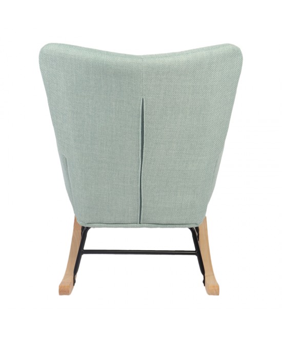 Κουνιστή πολυθρόνα Jianna pakoworld μέντα ύφασμα με πόδι σε φυσική απόχρωση 79x64x89εκ