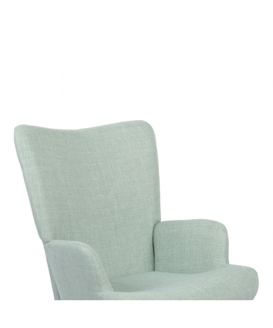 Κουνιστή πολυθρόνα Jianna pakoworld μέντα ύφασμα με πόδι σε φυσική απόχρωση 79x64x89εκ