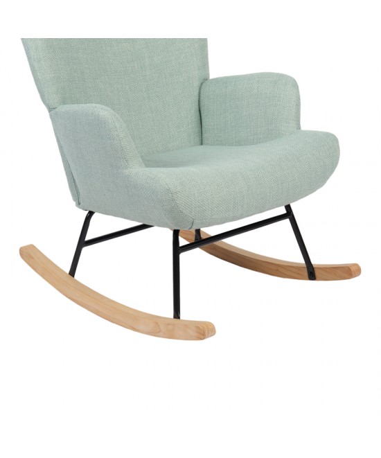 Κουνιστή πολυθρόνα Jianna pakoworld μέντα ύφασμα με πόδι σε φυσική απόχρωση 79x64x89εκ