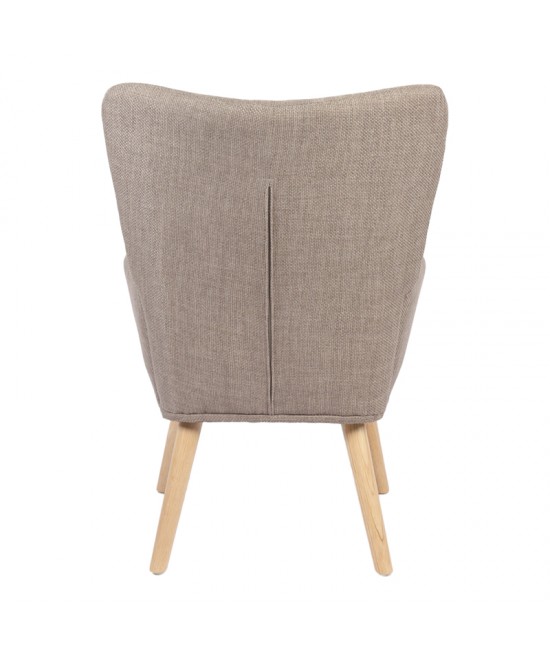 Πολυθρόνα-μπερζέρα Gerlina pakoworld γκρι-μπεζ ύφασμα με πόδι σε φυσική απόχρωση 71x64x94εκ