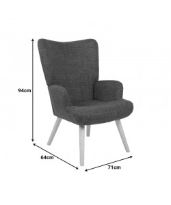 Πολυθρόνα-μπερζέρα Gerlina pakoworld γκρι-μπεζ ύφασμα με πόδι σε φυσική απόχρωση 71x64x94εκ