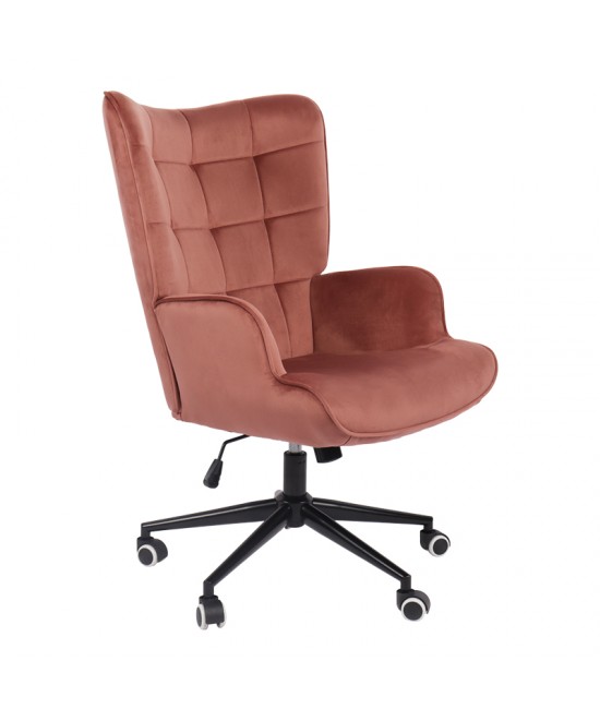 Πολυθρόνα-μπερζέρα Lobima pakoworld περιστρεφόμενη σάπιο μήλο βελούδο με βάση σε μαύρη απόχρωση 71x68x104εκ