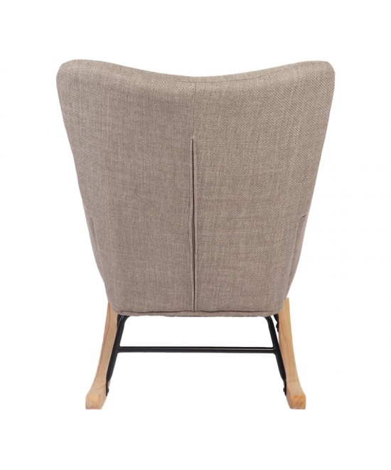 Κουνιστή πολυθρόνα Jianna pakoworld γκρι-μπεζ ύφασμα με πόδι σε φυσική απόχρωση 79x64x89εκ