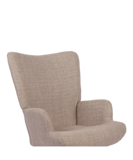 Κουνιστή πολυθρόνα Jianna pakoworld γκρι-μπεζ ύφασμα με πόδι σε φυσική απόχρωση 79x64x89εκ