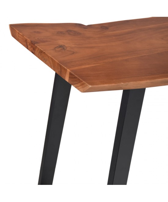 Τραπέζι μπαρ Miles pakoworld μασίφ ξύλο ακακίας 3.7-4εκ σε καρυδί απόχρωση με μαύρα μεταλλικά πόδια 120x53x97εκ