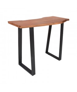 Τραπέζι μπαρ Miles pakoworld μασίφ ξύλο ακακίας 3.7-4εκ σε καρυδί απόχρωση με μαύρα μεταλλικά πόδια 120x53x97εκ