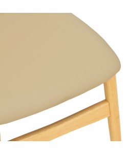 Καρέκλα Cardith pakoworld rubberwood-plywood σε φυσική απόχρωση-pu μπεζ 48x51x78εκ