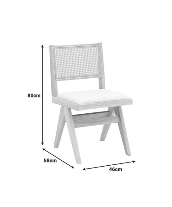 Καρέκλα Winslow pakoworld rubberwood σε φυσική απόχρωση-ύφασμα λευκό 46x58x80εκ