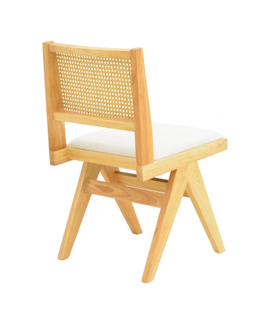 Καρέκλα Winslow pakoworld rubberwood σε φυσική απόχρωση-ύφασμα λευκό 46x58x80εκ