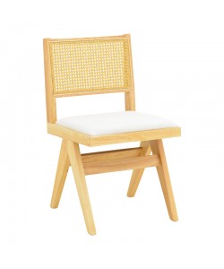 Καρέκλα Winslow pakoworld rubberwood σε φυσική απόχρωση-ύφασμα λευκό 46x58x80εκ