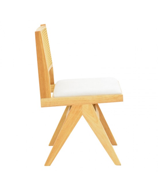 Καρέκλα Winslow pakoworld rubberwood σε φυσική απόχρωση-ύφασμα λευκό 46x58x80εκ