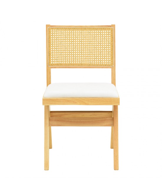 Καρέκλα Winslow pakoworld rubberwood σε φυσική απόχρωση-ύφασμα λευκό 46x58x80εκ