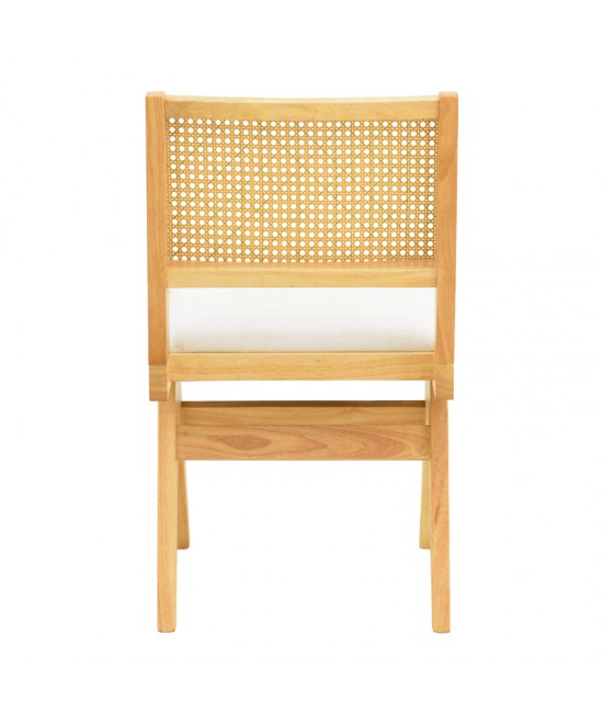 Καρέκλα Winslow pakoworld rubberwood σε φυσική απόχρωση-ύφασμα λευκό 46x58x80εκ