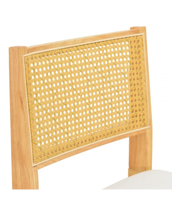 Καρέκλα Winslow pakoworld rubberwood σε φυσική απόχρωση-ύφασμα λευκό 46x58x80εκ