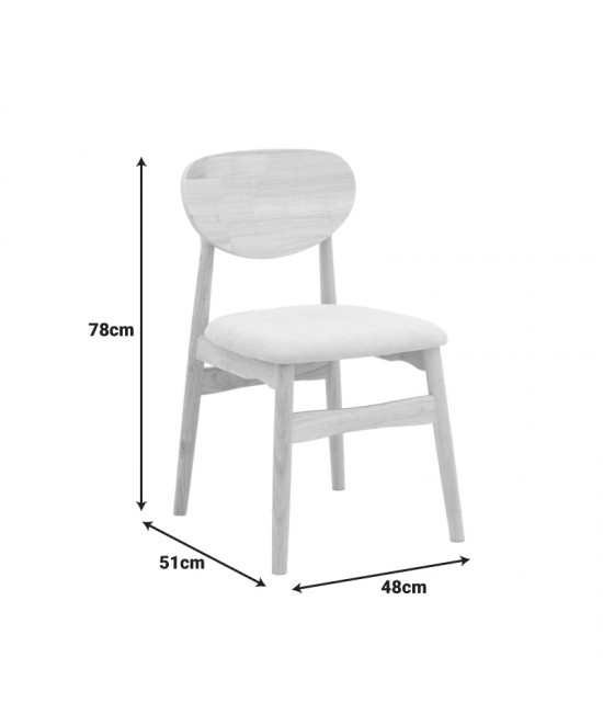 Καρέκλα Cardith pakoworld rubberwood-plywood σε φυσική απόχρωση-ύφασμα γκρι-μπεζ 48x51x78εκ