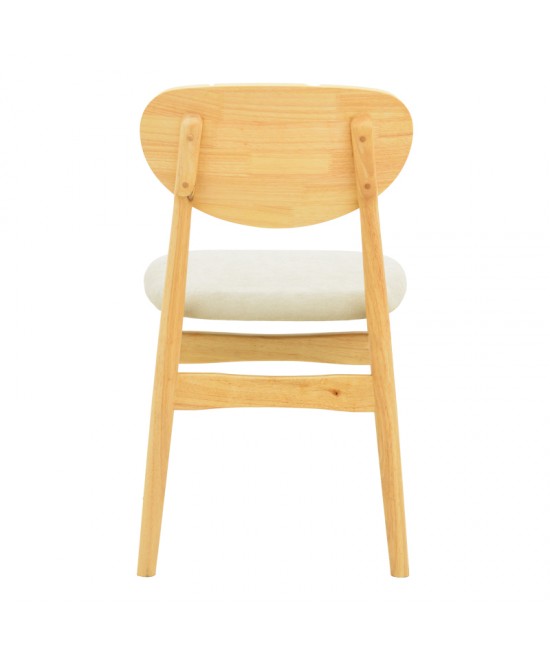 Καρέκλα Cardith pakoworld rubberwood-plywood σε φυσική απόχρωση-ύφασμα γκρι-μπεζ 48x51x78εκ