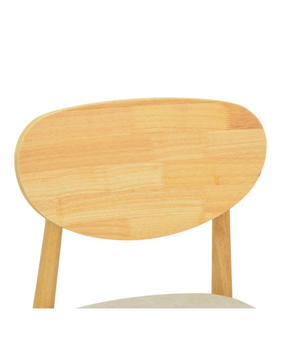 Καρέκλα Cardith pakoworld rubberwood-plywood σε φυσική απόχρωση-ύφασμα γκρι-μπεζ 48x51x78εκ