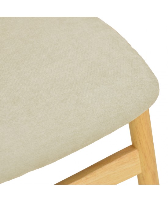 Καρέκλα Cardith pakoworld rubberwood-plywood σε φυσική απόχρωση-ύφασμα γκρι-μπεζ 48x51x78εκ