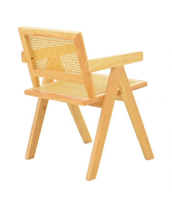 Πολυθρόνα Winslow pakoworld rubberwood-rattan σε φυσική απόχρωση 51x54x80εκ
