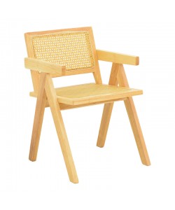 Πολυθρόνα Winslow pakoworld rubberwood-rattan σε φυσική απόχρωση 51x54x80εκ