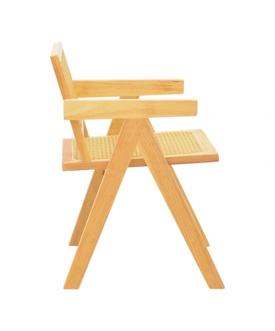 Πολυθρόνα Winslow pakoworld rubberwood-rattan σε φυσική απόχρωση 51x54x80εκ